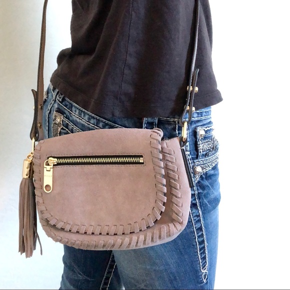 Milly Handbags - Milly Astor Suede Whipstitch Saddle Crossbody Bag